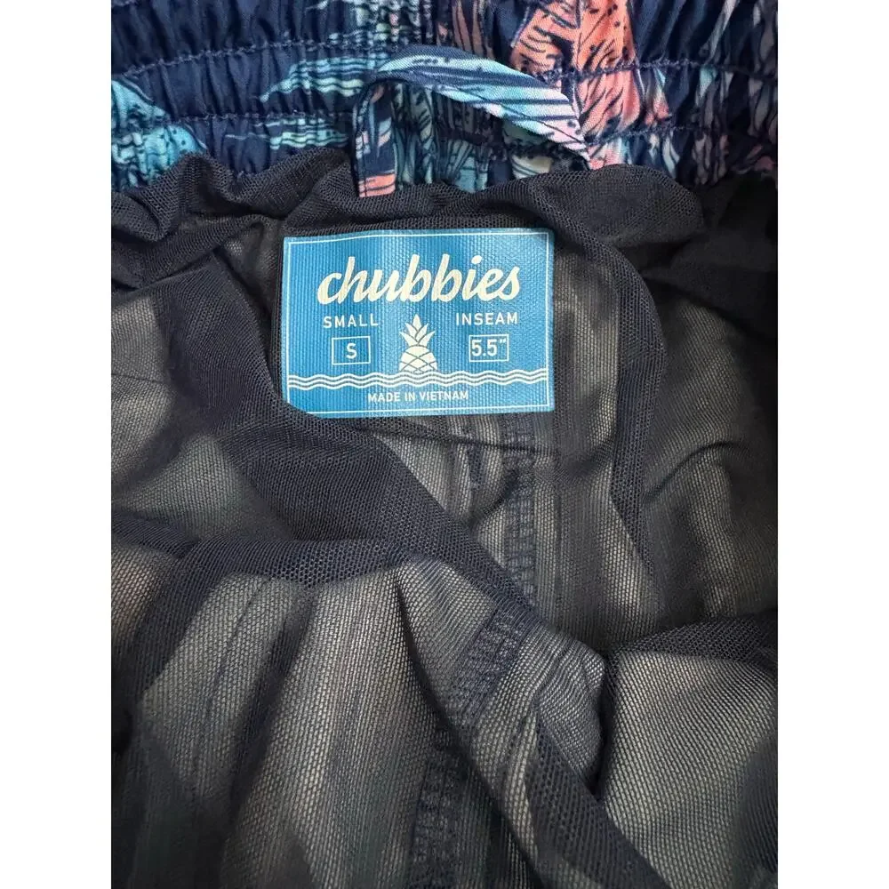 Chubbies Palm Dinosaur Blue Men's‎ Small Swim Suit 5.5